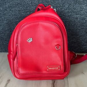 Loungefly Pin Trader Red Mini Backpack with Crown Pin